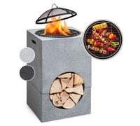 Blumfeldt blumfeldt Recipiente de fuego Monolith con parrilla MGO y recipiente de acero incl. protección contra chispas