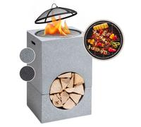 Blumfeldt blumfeldt Recipiente de fuego Monolith con parrilla MGO y recipiente de acero incl. protección contra chispas