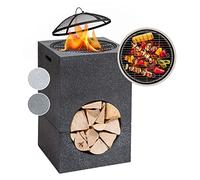 Blumfeldt Brasero Exterior con Parrilla, Barbacoa Portatil, Estufas de Leña para Jardín con Protector de Chispas y Base de Acero, Estufa Exterior para Jardín, Terraza, Patio y bbq 50 x 75 x 50 cm