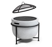 Blumfeldt Brasero Exterior con Parrilla, Barbacoa Portatil, Estufas para Exteriores Jardín con Protector de Chispas y Base de Acero, Estufa Exterior para Jardín, Terraza, Patio y BBQ 52 x 46 x 52 cm