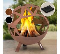 Blumfeldt Brasero Exterior, Estufas de Leña para Jardín con Grill y Stand, Estufa Exterior para Usarla en Jardín, Terraza, Patio y BBQ, Quemador de Leña de Acero y Muy Resistente Circular
