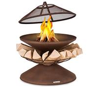 Blumfeldt Brasero Exterior, Estufas de Leña para Jardín con Protector de Chispas y Stand, Estufa Exterior para Usarla en Jardín, Terraza, Patio y BBQ, Quemador de Leña de Acero y Muy Resistente