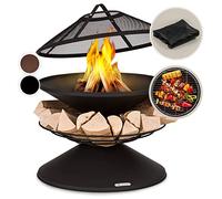 Blumfeldt Brasero Exterior, Estufas de Leña para Jardín con Protector de Chispas y Stand, Estufa Exterior para Usarla en Jardín, Terraza, Patio y BBQ, Quemador de Leña de Acero y Muy Resistente