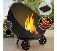 Blumfeldt Brasero Exterior Jardin para Leña y Carbon con Parrilla, Hoguera Recipiente Circular para Fuego de Acero, Braseros Fire Pit Patio Terraza, Barbacoa y Brasero Antiincendios Rejilla