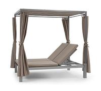 blumfeldt Cama Balinesa XL, Tumbona Doble Jardin Exterior Regulable y Respaldo Reclinable, Techo Solar