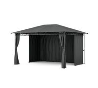blumfeldt Cenador Mondo 3x4, Estructura de Acero, Cortinas, Resistente al Óxido, para Jardín, Montaje Fácil, Color Gris Oscuro