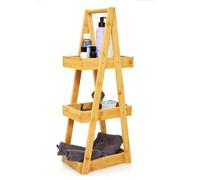 Estantería de ducha premium 26 x 66 x 18 cm Bambú resistente al agua