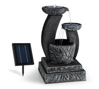 blumfeldt Fantaghiro Fuente Decorativa con Juego de Agua, Fuente de jardín, 3 Niveles, Iluminación integrada, Panel Solar 3 W, Autónoma Gracias a la batería, Poliresina, Aspecto Piedra Natural, Negro