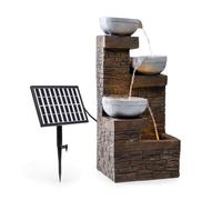 blumfeldt Fez Fuente Solar Fuente de Jardín Decorativa, Alimentación Solar, Iluminación LED, 34 x 76 x 36 cm (AnxAlxP), Polirresina, 3 Niveles en Cascada, Interior y Exterior, Marrón