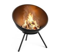 blumfeldt Fireball 43 cm Hoguera - Cubeta de fuego de acero con diseño 2 en 1 inclinable, acero de 3 mm de grosor, base estable, rejilla para cenizas, atizador y funda para la lluvia