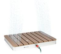 Blumfeldt Garden Shower Sumatra Breeze Square SL - ducha de jardín ducha exterior piso de ducha ducha exterior ducha de sauna, Altura ajustable hasta 4 m, Material: Aluminio / WPC, marrón