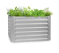 blumfeldt High Grow Straight - Macetero, Protección contra óxido, Acero galvanizado de 0,6 mm (Ø), 4 Barras de protección, Resistencia Intemperie, Volúmen de 600 L, 100 x 60 x 100 cm, Plateado