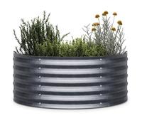 blumfeldt Jardinera Exterior Semicircular, 200L en Acero Galvalume Plateado, Resistente a Heladas & Óxido, Altura 43cm para Flores, Hierbas & Verduras - Montaje Fácil & Diseño Estable