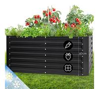 blumfeldt Jardineras Exterior Grandes Jardín, Huerto Urbano Terraza, Plantas, Vegetales, Hierbas, Capacidad 432 l. Maceteros Exterior Elevados Metálicos Resistente al Agua y Óxido, 120x60x60, Negro