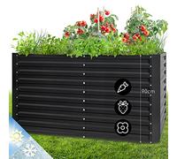 blumfeldt Jardineras Exterior Grandes Jardín, Huerto Urbano Terraza, Plantas, Vegetales, Hierbas, Capacidad 1800 l. Maceteros Exterior Elevados Metálicos, Resistente al Intemperie, 200x90x100, Negro