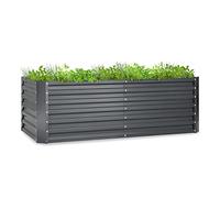 blumfeldt Jardineras Exterior Grandes para Jardín, Huerto Urbano Terraza para Plantar Todo Tipo de Vegetales, Hierbas y Flores, Maceteros Exterior Elevados de Acero, 180 x 60 x 90 cm, Gris Obscuro