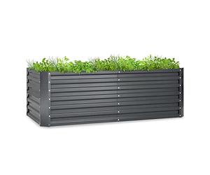 blumfeldt Jardineras Exterior Grandes para Jardín, Huerto Urbano Terraza para Plantar Todo Tipo de Vegetales, Hierbas y Flores, Maceteros Exterior Elevados de Acero, 180 x 60 x 90 cm, Gris Obscuro
