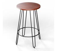 blumfeldt Mesa Bistro - 60cm Madera Caoba, Estilo Industrial, Estructura Acero con reposapiés, Mesa de Bar, Ideal para Cocina & Comedor