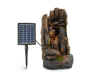 Blumfeldt Mystic Tree - Fuente Solar, para Exteriores e Interiores, Concepto LoopFlow, Autonomía de hasta 5 Horas, Luces LED, Poliresina, Resistente heladas, Simulación de Madera, Madera