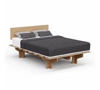 blumfeldt Somier NordicAura - Somier de Madera FSC, Montaje sin Herramientas, Cabecero Alto con Almacenamiento, Acabado Roble, Eucalipto, para Colchones de 140x200 cm