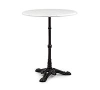 blumfeldt Patras - Mesa de bar con borde decorativo, Mesa de café con base de hierro fundido, Para interior y exterior, Resistente al agua y heladas, Ø 60 cm, Altura 71 cm, Blanco