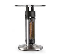 blumfeldt Primal Heat - Calefactor Exterior electrico 1600W, Mesa Cristal de bistró con calefacción de Infrarrojos, Protección IP44, 3 sensores aproximación, LED, Exterior, Altura 95cm, Plateado