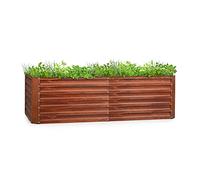 blumfeldt Rust Grow Bancal Elevado de Jardín, Chapa de Acero Galvanizado Ondulado (0,6 mm), Montaje Fácil, Acabado Óxido, 200 x 60 x 100 cm (An x Al x Pr)