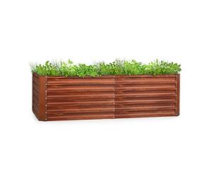 blumfeldt Rust Grow bancal, macetero, lámina de Acero zincado, Grosor: 0,6 mm, fácil de Montar, Acabado en óxido, 200 x 60 x 100 cm, Tono óxido