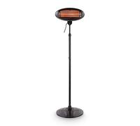 Blumfeldt Shiny Hot Roddy Estufa de terraza - Calefactor de pie Infrarrojo, Radiador de Calor para Patio, 2000 W MAX, 3 Tubos calefactores en Cuarzo, 3 Niveles, hasta 15 m2, Negro