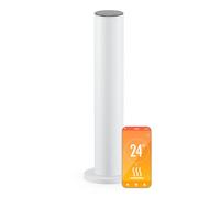 blumfeldt SmartFlow Tower 700W Calefactor Infrarrojo - Calor 360°, Control Táctil y WiFi, Termostato, Protección Sobrecalentamiento, Bloqueo Infantil, IP44, Eficiencia Energética, Blanco, 7-14m²