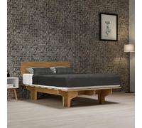 blumfeldt Somier NordicAura - Somier de Madera FSC, Montaje sin Herramientas, Cabecero Alto con Almacenamiento, Acabado Roble, Eucalipto, para Colchones de 140x200 cm