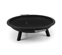 Blumfeldt Trino - Brasero para terraza Ø 80cm con Asas para Transporte (Hoguera portatil, Quemador movil Apto para Madera y Carbon, Revestimiento Resistente a la corrosión, fogata de Acero, Negro