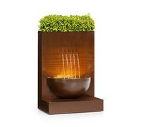 Blumfeldt Windflower Fuente de jardín con macetero para plantas 11W metal galvanizado color marrón