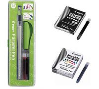 Blumie Bolígrafo Pilot Parallel Pen de 3,8 mm + 1 caja de 12 cartuchos de tinta Mixable Colour + 1 caja de 6 cartuchos negros + 1 regla marcapáginas de madera