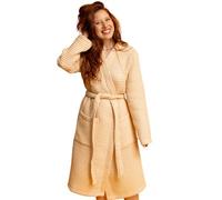 BLUMIS® Albornoz para mujer | Heavy Waffle pique 250 GSM, algodón certificado OEKOTEX, transpirable, de secado rápido, ideal para sauna y spa, elegante corte kimono, beige, L