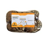 Blumixx 8 mitades de coco con gusanos de la harina - Alimento para pájaros, alimento para aves silvestres todo el año, rico en proteínas, fácil de colgar, alimento para ardillas