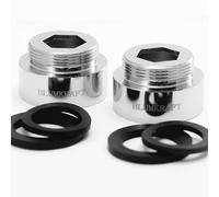 BLUMKRAFT Juego de 2 adaptadores para grifo F26 - M22 en metal macizo latón plateado 26 mm hembra 22 mm macho (F26-M22/M22-F26)