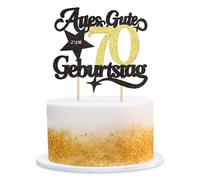 Blumomon 2 adornos para tartas de cumpleaños con texto en alemán "Alles Gute zum 70 Setig Geburtstagsfeier Partie Kuchen Dekoration Happy 70th Birthday Cake Topper