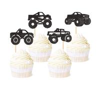 Blumomon 24 Monster Truck Cupcake Topper Monster Truck Tema Pastel Decoración de Magdalenas para Coloridos Monster Trucks Cumpleaños Baby Party Decoración