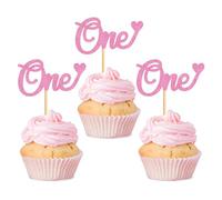 Blumomon 24 piezas One Cupcake Topper 1 Año Cumpleaños 1er Aniversario Fiesta Cake Decor Picks Cumpleaños Decoración Fiesta Cake Topper Decoración Accesorios