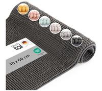 Blumtal Alfombra Baño Secado Rapido Chenille - 40x60 cm Alfombrilla Baño Antideslizante - Certificado Oeko-Tex - Alfombrilla Ducha Lavable Bathroom Mat Bath Mat - Tapete WC Gris Oscuro