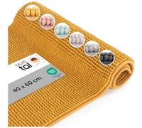 Blumtal Alfombra Baño Secado Rapido Chenille - 40x60 cm Alfombrilla Baño Antideslizante - Certificado Oeko-Tex - Alfombrilla Ducha Lavable Bathroom Mat Bath Mat - Tapete WC Amarillo