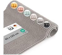 Blumtal Alfombra Baño Secado Rapido Chenille - 60x120 cm Alfombrilla Baño Antideslizante - Certificado Oeko-Tex - Alfombrilla Ducha Lavable Bathroom Mat Bath Mat - Tapete WC Gris