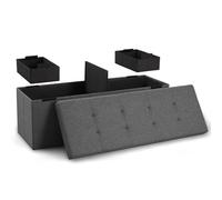 Blumtal Banco Almacenaje + 2 Cajas Extra 110x38x38 cm - Baúl Almacenaje Dormitorio - Baúl Juguetes Infantil - Banco Almacenaje con Asiento Pie de Cama - Antracita