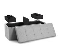 Blumtal Banco Almacenaje + 2 Cajas Extra 110x38x38 cm - Baúl Almacenaje Dormitorio Cómodo - Baúl Juguetes Infantil - Banco Almacenaje con Asiento - Pie de Cama - Gris Claro