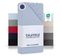 Blumtal Basics - Juego de 2 sábanas bajeras de algodón (140 x 190 cm, con certificación Oeko-Tex (100% algodón, 135 g/m²), Altura de colchón de hasta 25 cm, Suave, Azul Claro