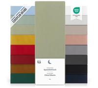 Blumtal Basics Set de 2 Sábana Bajera Ajustable de Microfibra Cepillada - Sábana Bajera para colchón de 25-27 cm de Altura, Cama 120: 120 x 200 x 30cm, Verde Oliva