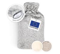 Blumtal bolsa agua caliente premium con funda hecha de peluche - bolsa de agua caliente de caucho natural - bolsas agua caliente con calentador de manos - bolsas de agua caliente sin fugas gris
