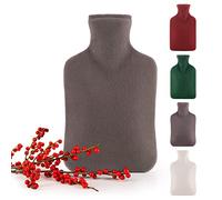 Blumtal Bolsa de agua caliente con tapa blanda - Botella de agua caliente de 1.5 L, botella de cama, Color Gris
