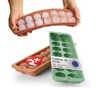 Blumtal cubiteras para hielo Set de 3-14 hielos cubitera silicona con tapa - ice cube tray Forma Bola - Sin BPA + Verde Oliva + Verde Oliva + Rojo